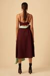 Shop_Siddhant Agrawal Label_Maroon Poly Crepe Asymmetric Skirt_at_Aza_Fashions