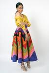 Buy_Siddhartha Bansal_Multi Color Ming Crepe Colorblock Embroidered Skirt_at_Aza_Fashions