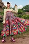 Buy_Siddhartha Bansal_Multi Color Dupion Stripe Print Flared Skirt_at_Aza_Fashions