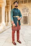 Buy_Soniya G_Blue Silk Kurta Set With Bundi_at_Aza_Fashions