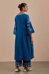 Shop_Priya Chaudhary_Blue Chanderi Silk Embroidered Kurta And Pant Set_at_Aza_Fashions