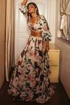 Buy_Shehlaa Khan_Pink Satin Georgette Floral Printed Lehenga Set_at_Aza_Fashions