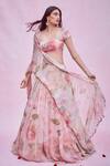 Shop_Shehlaa Khan_Pink Georgette Printed Lehenga Set_at_Aza_Fashions