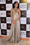 Buy_Amit Aggarwal_Silver Halter Neck Dress_at_Aza_Fashions