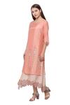 Buy_Soup by Sougat Paul_Peach Malaysian Silk Printed Maxi Dress_at_Aza_Fashions