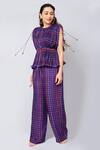 Buy_Saaksha & Kinni_Purple Cotton Silk Pleated Top And Pant Set_at_Aza_Fashions