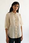 Buy_Cord_Ivory Cotton Embroidered Shirt_at_Aza_Fashions