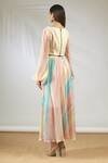 Shop_Vedika M_Peach Crepe Hand Painted Skirt Set_at_Aza_Fashions