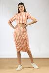 Buy_Vedika M_Peach Crepe Hand Painted Skirt Set_at_Aza_Fashions