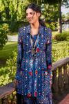 Buy_SVA by Sonam & Paras Modi_Blue Crepe Silk Floral Print Shirt And Pant Set_at_Aza_Fashions