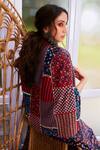 Shop_SVA by Sonam & Paras Modi_Blue Crepe Silk Printed Jacket And Lehenga Set_at_Aza_Fashions