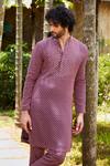 Buy_SVA by Sonam & Paras Modi_Red Crepe Silk Geometric Print Kurta Set_at_Aza_Fashions