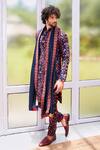 Buy_SVA by Sonam & Paras Modi_Blue Crepe Silk Floral Print Kurta Set_at_Aza_Fashions