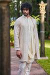 Buy_SVA by Sonam & Paras Modi_Beige Silk Draped Kurta Set_at_Aza_Fashions
