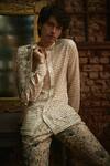 Buy_SVA by Sonam & Paras Modi_Beige Organza Embroidered Jacket And Pant Set_at_Aza_Fashions