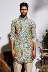 Shop_SVA by Sonam & Paras Modi_Beige Silk Printed Kurta_at_Aza_Fashions