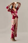 Buy_Twinkle Hanspal_Pink Chanderi Printed Tie Up Jumpsuit_at_Aza_Fashions