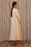 Shop_TIL_Peach Cotton Silk Satin Colorblock A-line Dress_at_Aza_Fashions