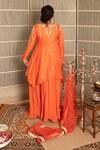Shop_Tanu Malhotra_Coral Embroidered Kurta Skirt Set_at_Aza_Fashions