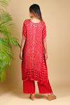 Shop_Dyelogue_Red Gajji Silk Bandhani Kurta_at_Aza_Fashions