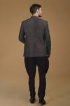 Shop_Talking Threads_Grey Pure Raw Silk Pintuck Bandhgala And Pant Set_at_Aza_Fashions