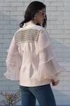 Shop_Talking Threads_Pink Silk Organza Embroidered Jacket_at_Aza_Fashions