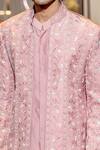 Shop_Varun Chakkilam_Pink Silk Front Open Sherwani Set_at_Aza_Fashions