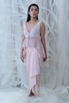 Shop_Varun Chakkilam_Peach Top Draped Skirt Set_at_Aza_Fashions