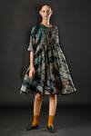 Buy_Yavi_Ivory Maya Silk Printed Dress_at_Aza_Fashions