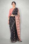 Buy_I AM Design_Black Silk Round Printed Saree Set _at_Aza_Fashions