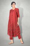 Buy_I Am Design_Maroon Silk, Satin Linen Round Kurta Set _Online_at_Aza_Fashions