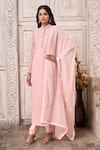 Aariyana Couture_Peach Viscose Georgette Embroidered Mirror Floral Straight Kurta Set  _at_Aza_Fashions