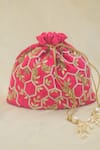 Shop_Around Always_Pink Embroidery Honeycomb Sequin Potli _at_Aza_Fashions