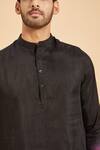 Buy_Hilo Design_Black Falling Raw Silk And Cotton Lycra Ombre Kurta & Pant Set _Online_at_Aza_Fashions