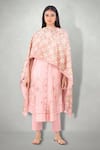 I Am Design_Pink Silk, Satin Linen Round Kurta Set _Online_at_Aza_Fashions