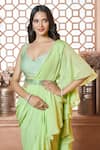 Shop_Ariyana Couture_Green Saree- Viscose Organza Ruffle Pre-draped With Blouse For Women_at_Aza_Fashions