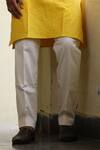 Hilo Design_Yellow Satin, Cotton Nilay Kurta And Pant Set_Online_at_Aza_Fashions