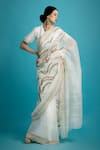 Buy_SAKSHAM & NEHARICKA_Off White Tussar Silk Saree _at_Aza_Fashions