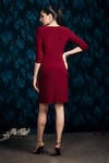 Shop_Mandira Wirk - Indian_Maroon Draped Dress _at_Aza_Fashions