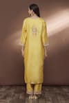 Shop_Surbhi Shah_Yellow Dupatta Organza, Spun Silk Floral Embroidered Kurta Set _at_Aza_Fashions