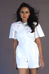 Shop_Deepika Arora_White Roma Plain Round Cutwork Jumpsuit With Chelsea Collar_Online_at_Aza_Fashions