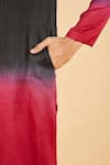 Shop_Hilo Design_Black Falling Raw Silk And Cotton Lycra Ombre Kurta & Pant Set _Online_at_Aza_Fashions