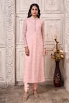 Shop_Aariyana Couture_Peach Viscose Georgette Embroidered Mirror Floral Straight Kurta Set  