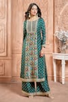 Shop_Aariyana Couture_Green Kurta- Tussar Georgette Printed Patola Round Pant Set _at_Aza_Fashions