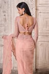 Ariyana Couture_Peach Saree And Blouse: Butterfly Net Embroidered Scallop Border With For Women_Online
