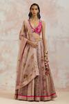 Buy_Aum By Asit And Ashima_Fuchsia Blouse , Lehenga Banarasi And Dupatta Net Mirror, Thread, Set_at_Aza_Fashions