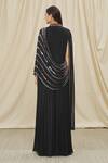 Shop_Two Sisters By Gyans_Black Chiffon Mirror, Bead And Cut Dana Work High Striped Embroidered Draped Gown _at_Aza_Fashions