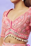 Buy_Yoshita Couture_Pink Lehenga And Blouse - Georgette With Shantoon Lining Tie & Dye Leheriya Set _Online_at_Aza_Fashions