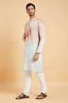 Buy_Hilo Design_Blue Cotton, Silk, Lycra Glidden Ombre Kurta Set _Online_at_Aza_Fashions