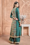 Aariyana Couture_Green Kurta- Tussar Georgette Printed Patola Round Pant Set _Online_at_Aza_Fashions